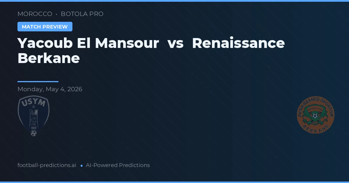 Yacoub El Mansour vs Renaissance Berkane — voorspelling en vooruitblik wedstrijd
