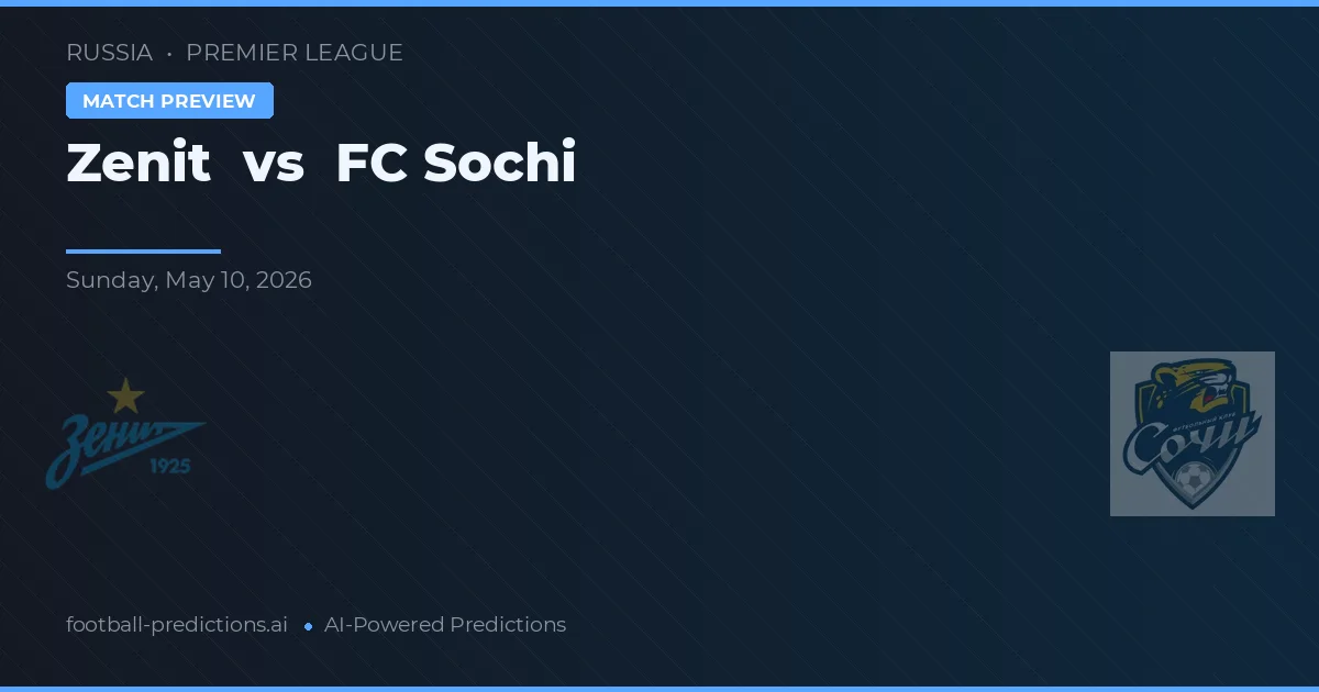 Zenit vs FC Sochi — voorspelling en vooruitblik wedstrijd