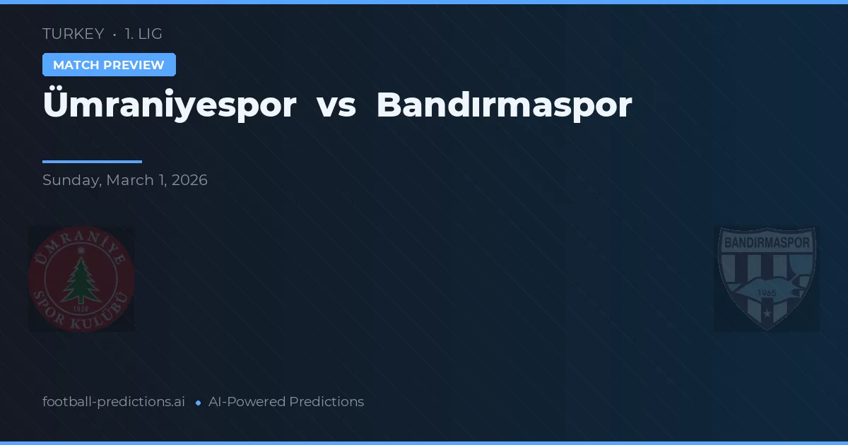Ümraniyespor vs Bandırmaspor — voorspelling en vooruitblik wedstrijd